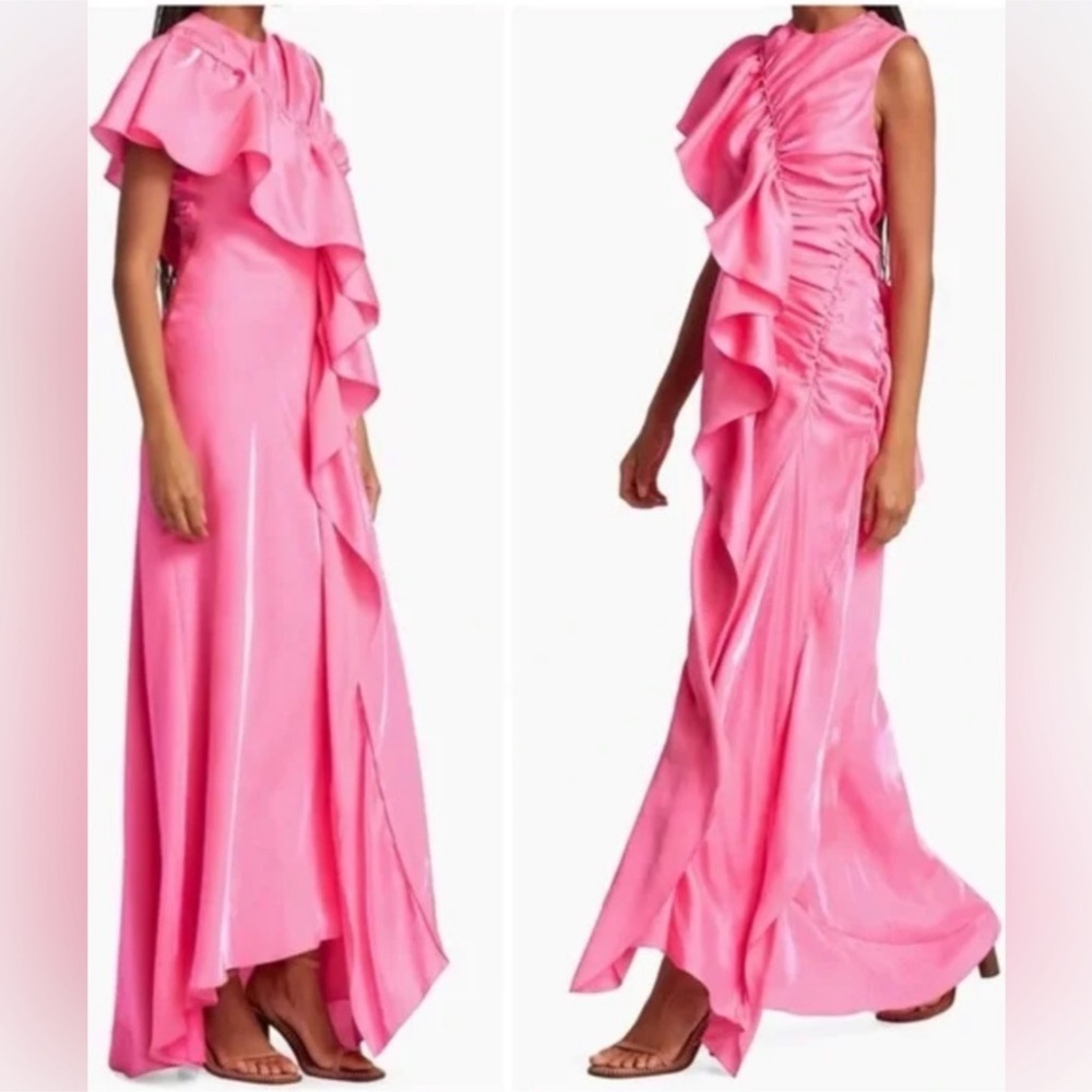 ULLA JOHNSON Lali Ruffle Gown Color: Dahlia Pink Sz 2
